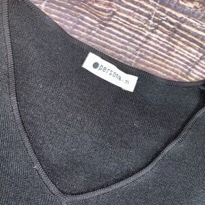 Persona by Marina Rinaldi Vintage 90s Sweater Size M  Sequin Hem Black Italy